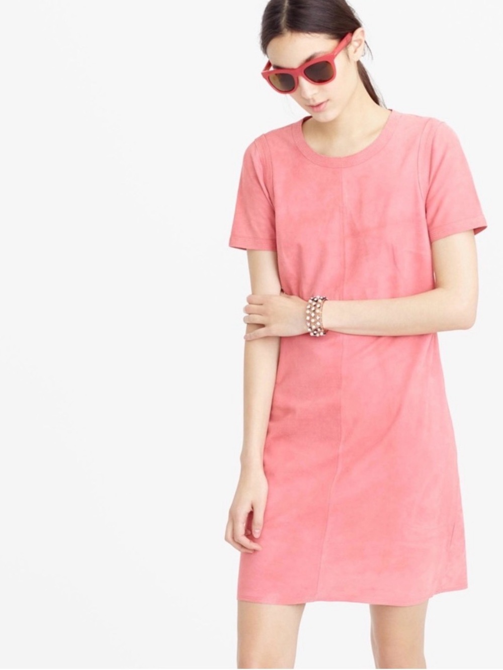 J. Crew Collection Lace-up Back Suede Dress Pink Sz 4 - Picture 4 of 14